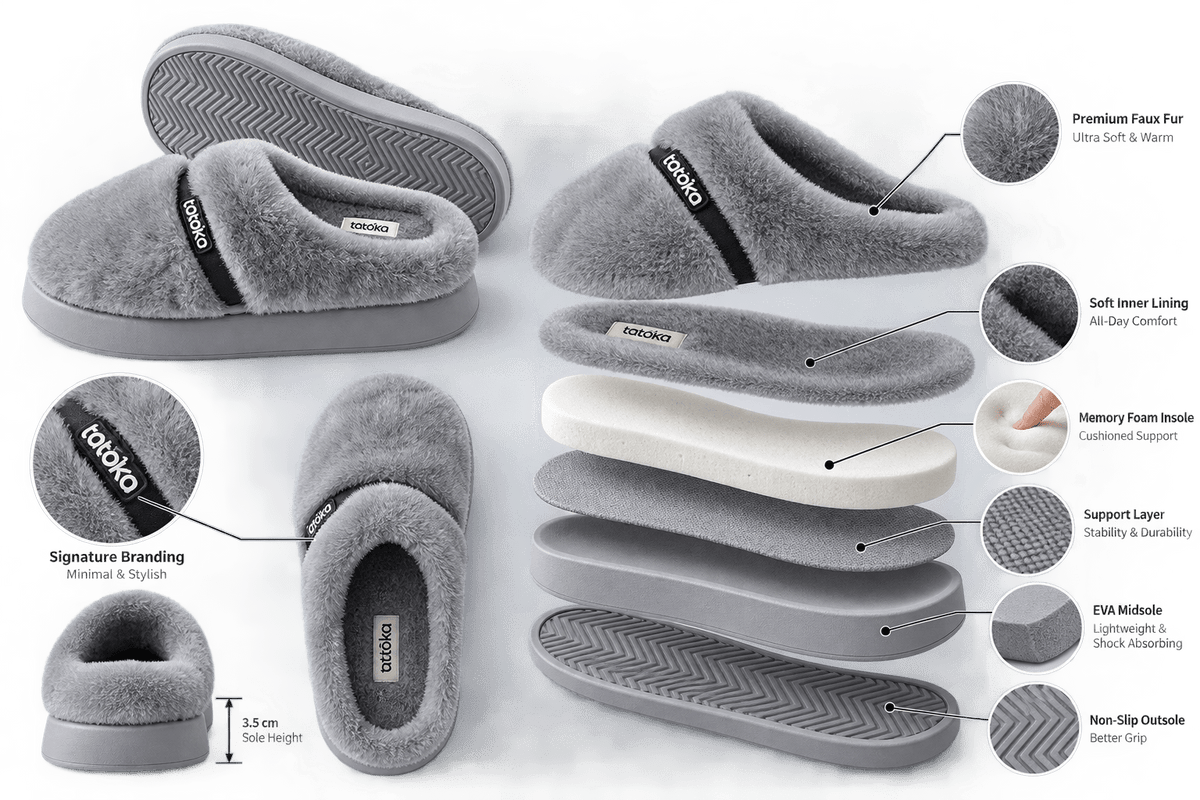 Plush Cotton Slippers Winter Indoor Non-Slip (Unisex) - shop_name